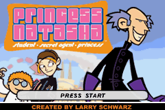 Princess Natasha: Student Secret Agent Princess title screen for GameBoy Advance
